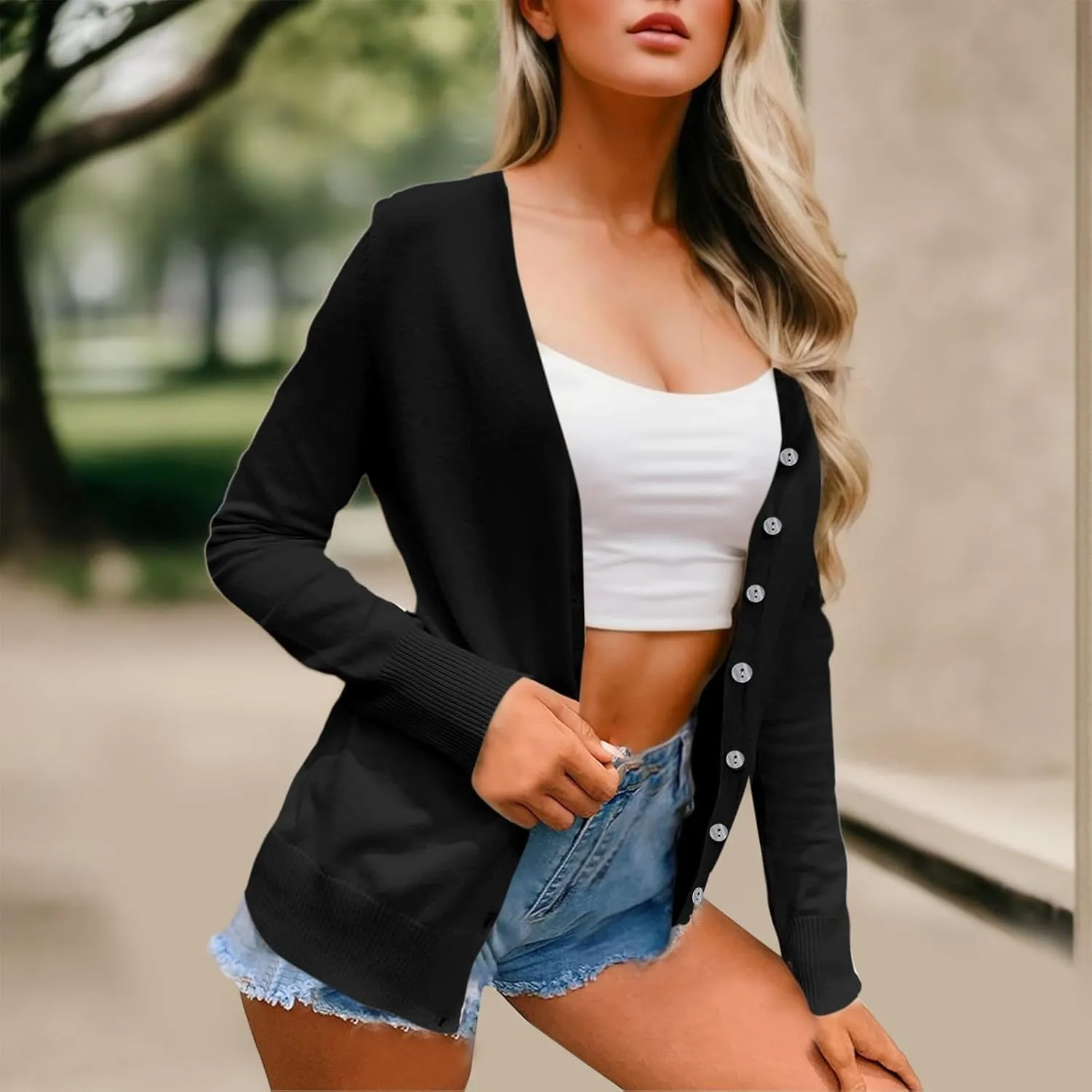 2023 Womens Cardigan Sweater 2023 Fall Winter Long Sleeve Open Front Cardigans Trendy Casual Lightweight Soft Knit Outerwear