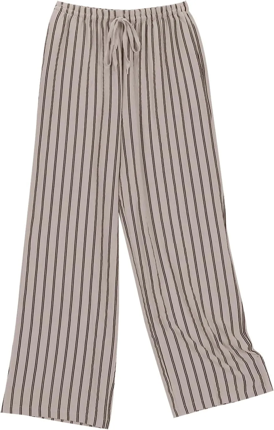 2025 Women Striped Wide Leg Pant Casual Drawstring Waist Pant Baggy Contrast Lounge Sleepwear Straight Leg Trouser