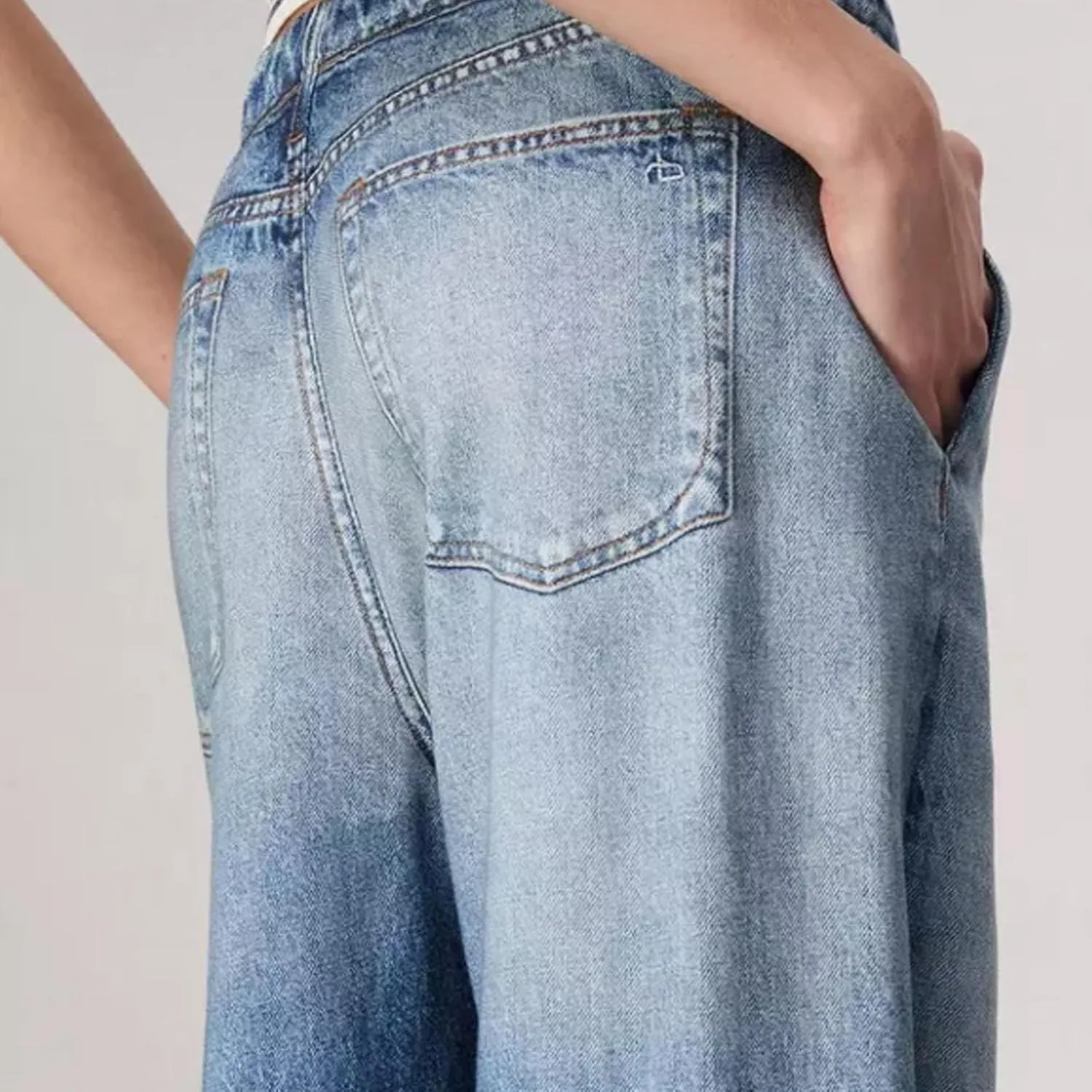 Akoilo Sweatpant Jeans for Women, Women's High Waisted Full-Length Wide Leg Baggy Comfort Jeans