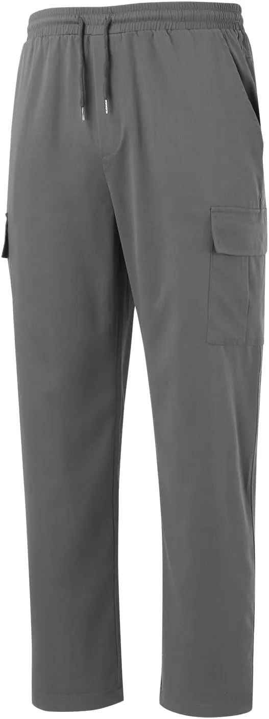 Alalaso Men's Multi-Pockets Cargo Joggers Casual Solid Tapered Sweatpants Cargo Loose Fit Trousers with Pocket