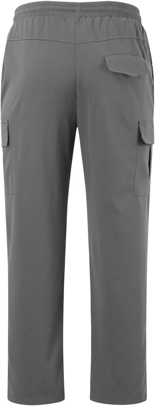 Alalaso Men's Multi-Pockets Cargo Joggers Casual Solid Tapered Sweatpants Cargo Loose Fit Trousers with Pocket