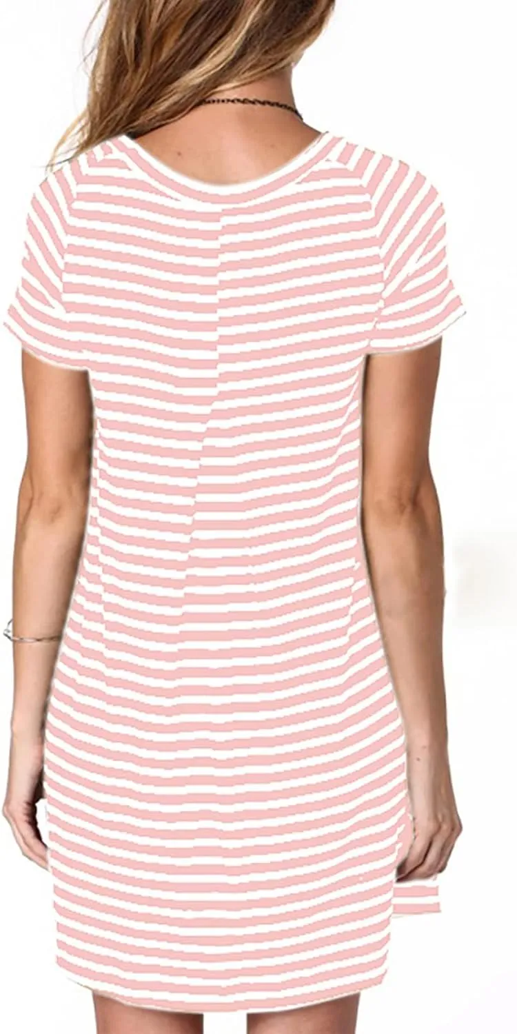 Alaster Womens Casual Summer T Shirt Dress Loose Short Sleeve Tunic Dress with Pocket for Women