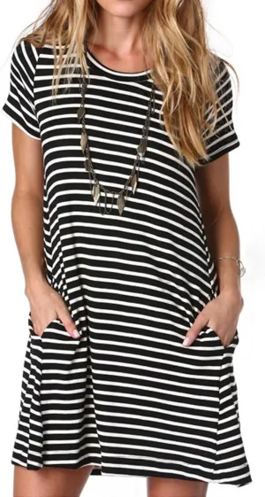 Alaster Womens Casual Summer T Shirt Dress Loose Short Sleeve Tunic Dress with Pocket for Women