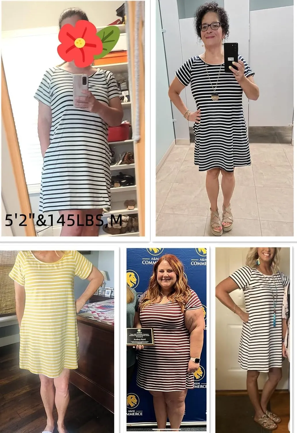 Alaster Womens Casual Summer T Shirt Dress Loose Short Sleeve Tunic Dress with Pocket for Women