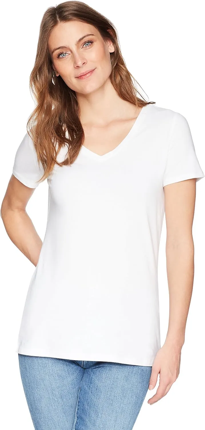 Amazon Essentials Women's Classic-Fit Short-Sleeve V-Neck T-Shirt, Multipacks