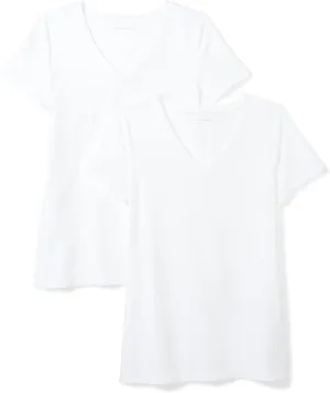Amazon Essentials Women's Classic-Fit Short-Sleeve V-Neck T-Shirt, Multipacks