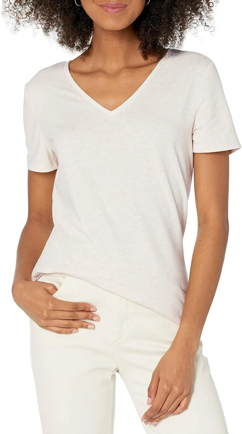 Amazon Essentials Women's Classic-Fit Short-Sleeve V-Neck T-Shirt, Multipacks