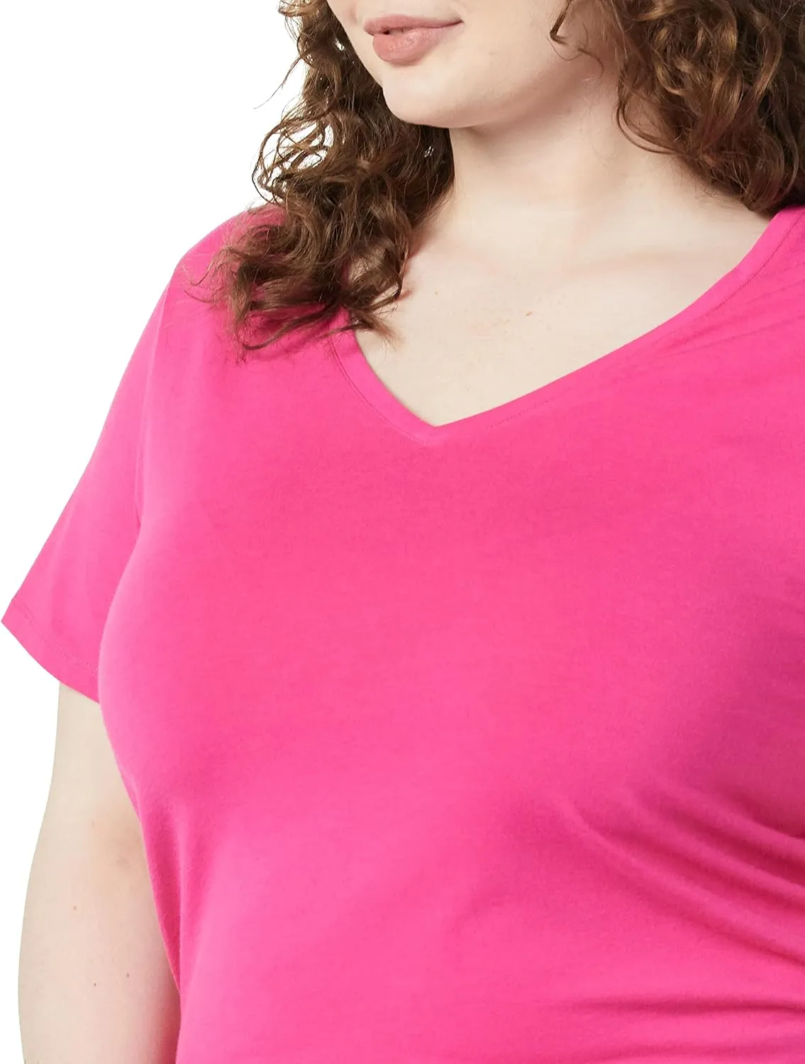 Amazon Essentials Women's Plus Size Short-Sleeve V-Neck T-Shirt, Multipacks