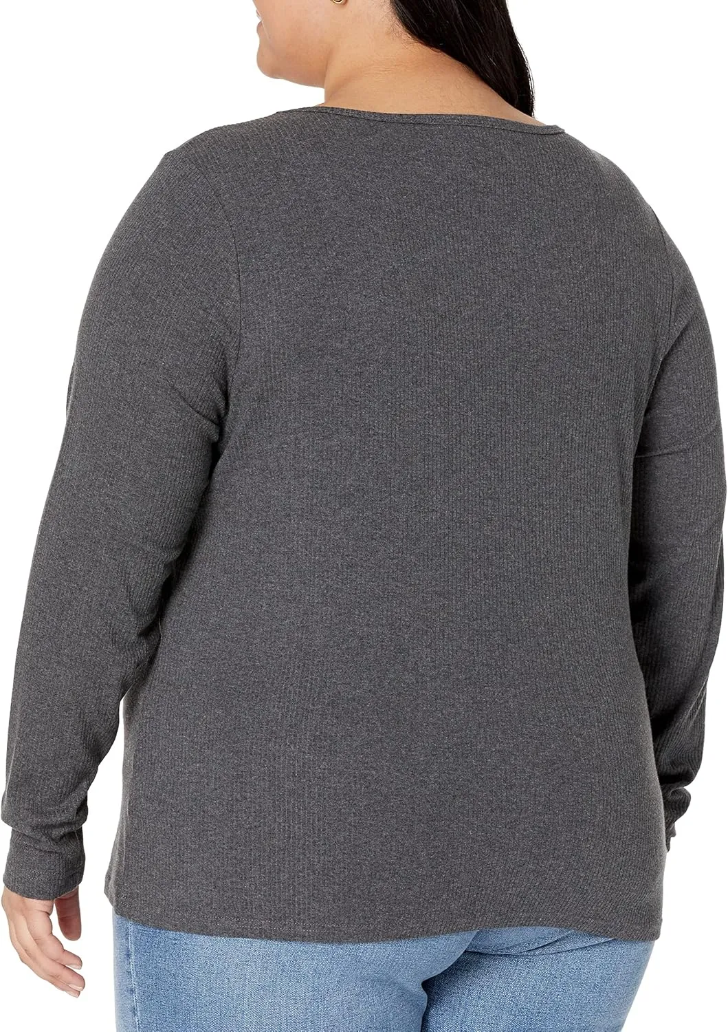 Amazon Essentials Women's Slim-Fit Long Sleeve Rib Knit Crew Neck Top (Available in Plus Size), Pack of 2