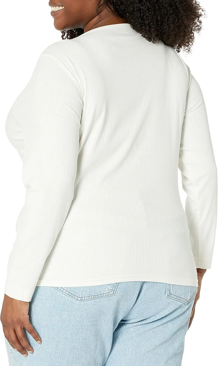 Amazon Essentials Women's Slim-Fit Long Sleeve Rib Knit Crew Neck Top (Available in Plus Size), Pack of 2
