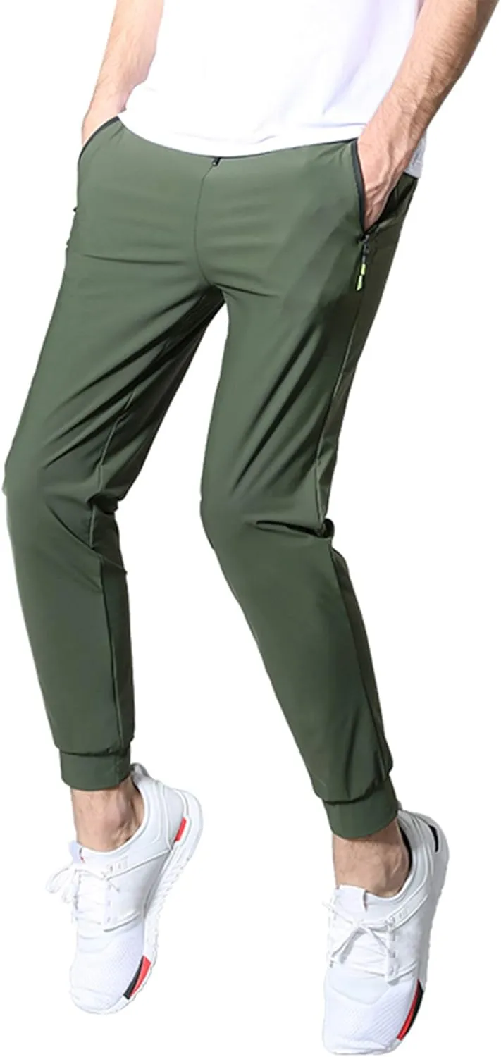 Ancient Star Mens Hiking Joggers Sweatpants Light Breathable Quick Dry Running Sports Pants with Zipper Pockets