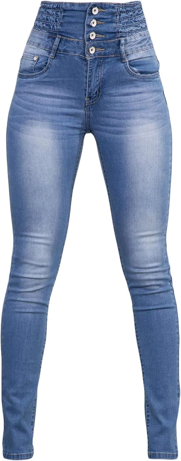 Andongnywell Plus Size Skinny High Waisted Jeans Leggings for Women Butt Lift Denim Jeans Jeggings Trousers