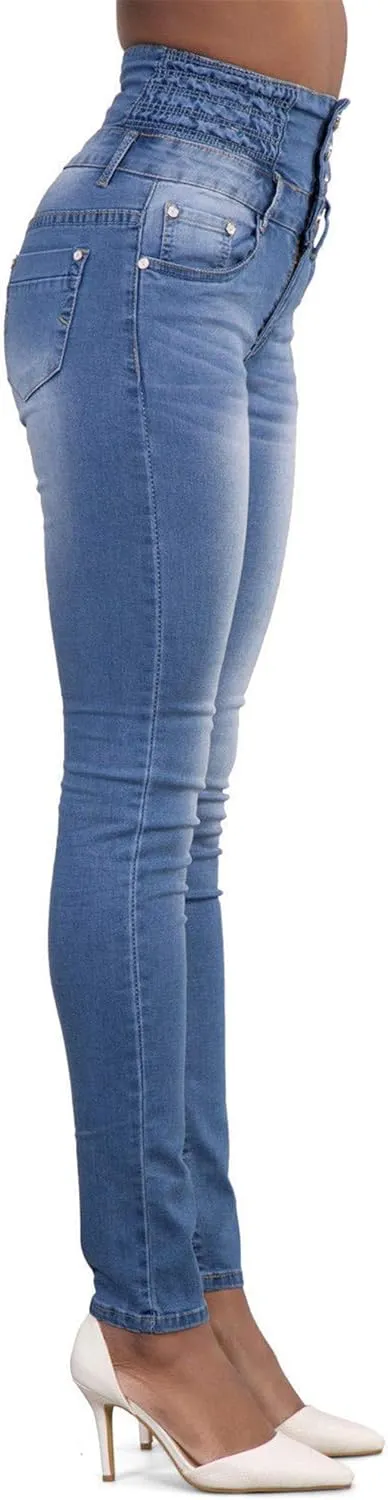 Andongnywell Plus Size Skinny High Waisted Jeans Leggings for Women Butt Lift Denim Jeans Jeggings Trousers