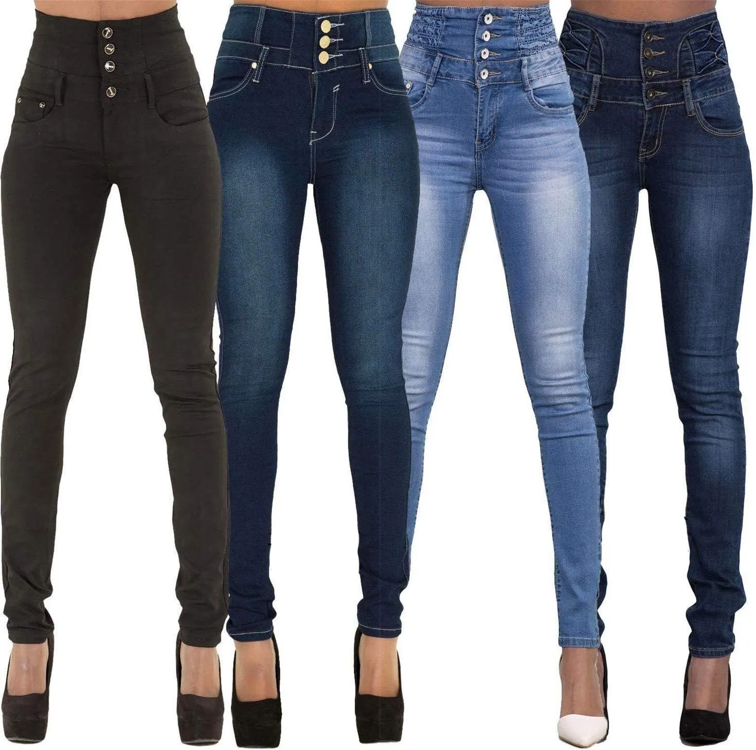 Andongnywell Plus Size Skinny High Waisted Jeans Leggings for Women Butt Lift Denim Jeans Jeggings Trousers