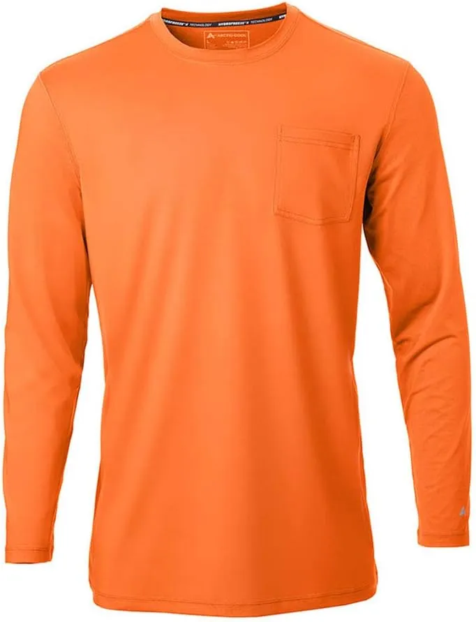 Arctic Cool Men’s Crew Neck Instant Cooling Pocket Workwear Moisture Wicking Performance UPF 50  Long Sleeve Shirt