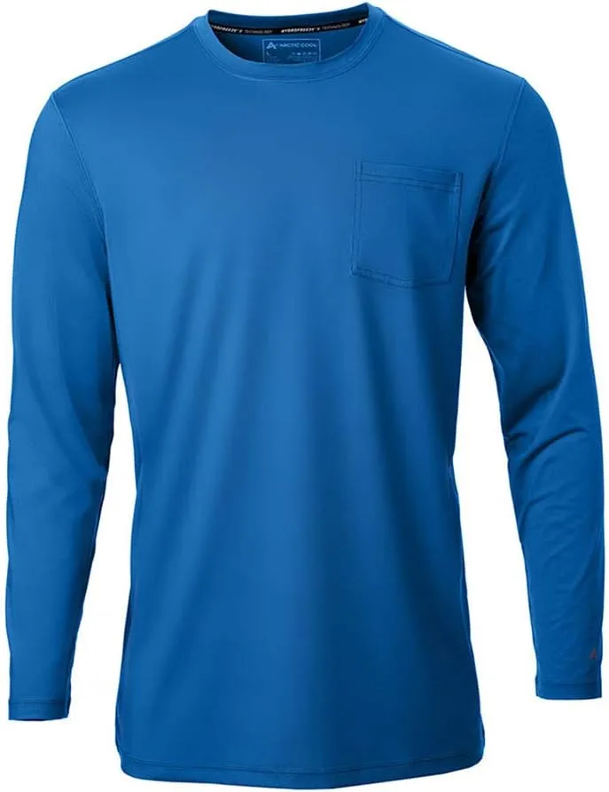 Arctic Cool Men’s Crew Neck Instant Cooling Pocket Workwear Moisture Wicking Performance UPF 50  Long Sleeve Shirt