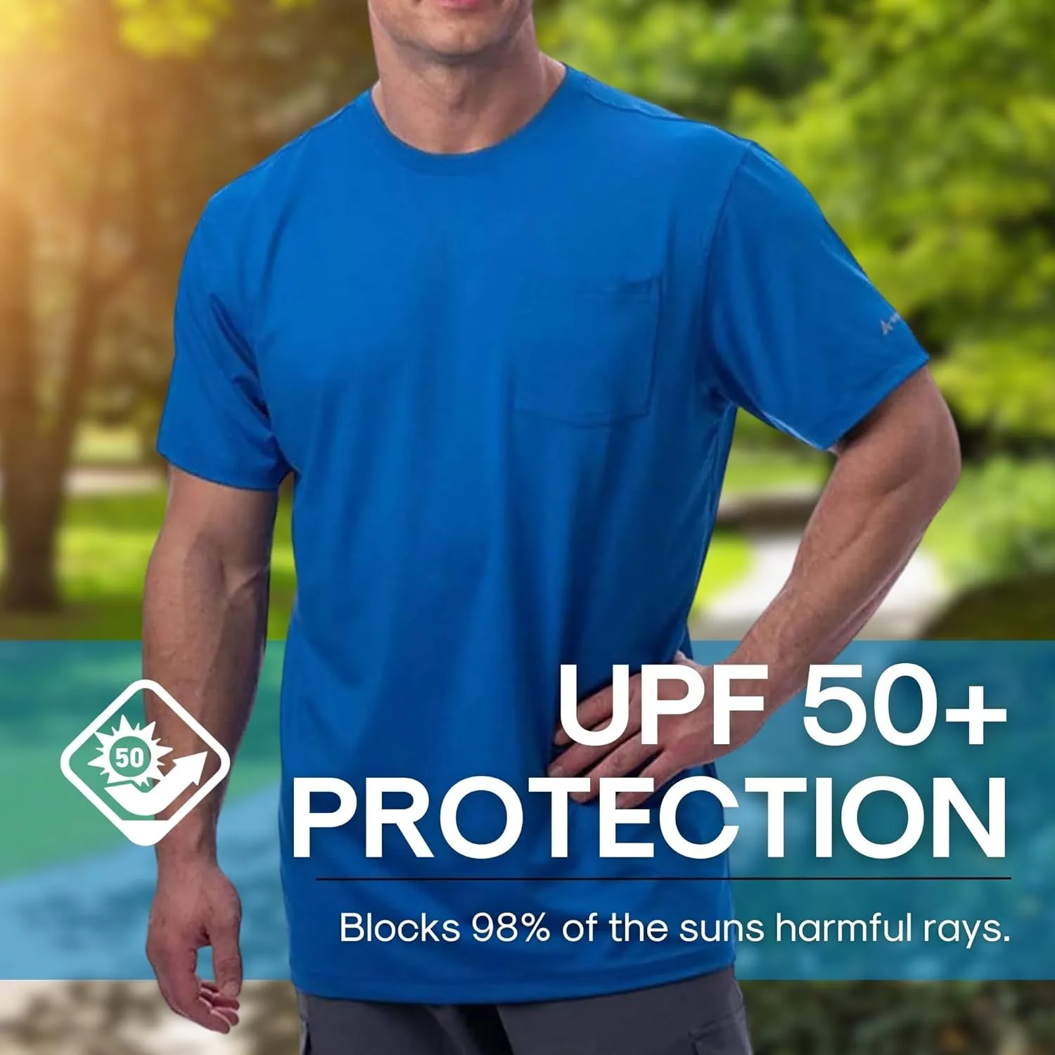 Arctic Cool Men’s Crew Neck Instant Cooling Pocket Workwear Moisture Wicking Performance UPF 50  Short Sleeve Shirt