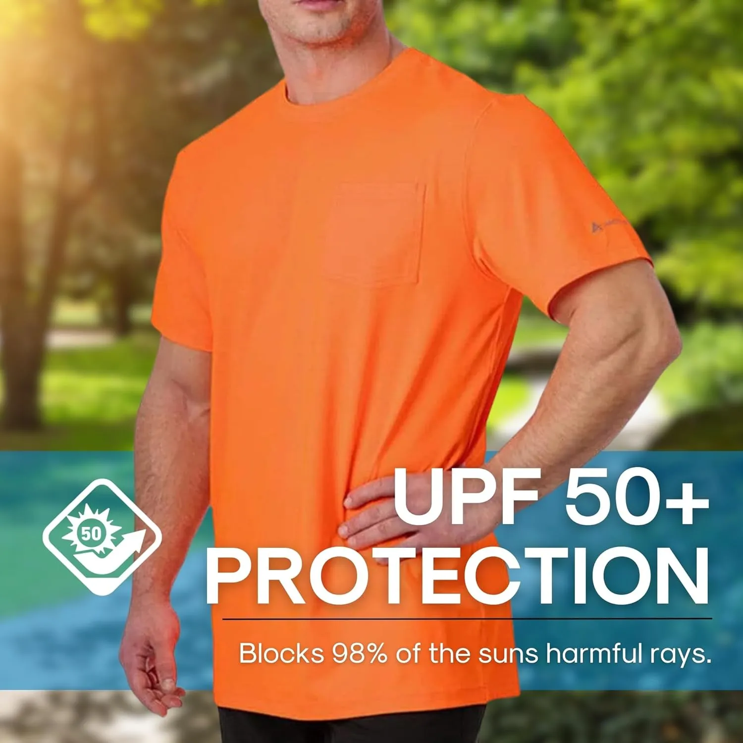 Arctic Cool Men’s Crew Neck Instant Cooling Pocket Workwear Moisture Wicking Performance UPF 50  Short Sleeve Shirt