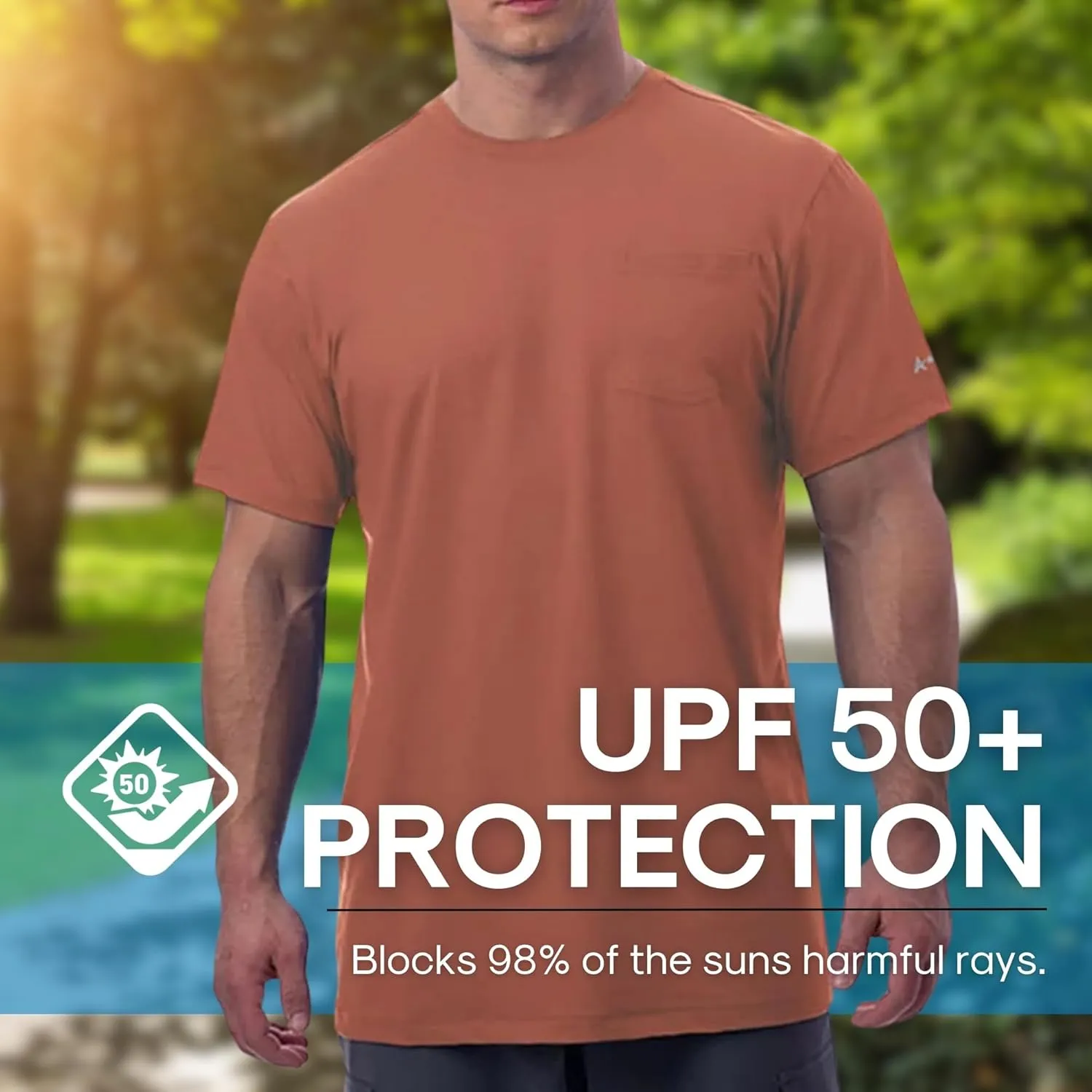 Arctic Cool Men’s Crew Neck Instant Cooling Pocket Workwear Moisture Wicking Performance UPF 50  Short Sleeve Shirt