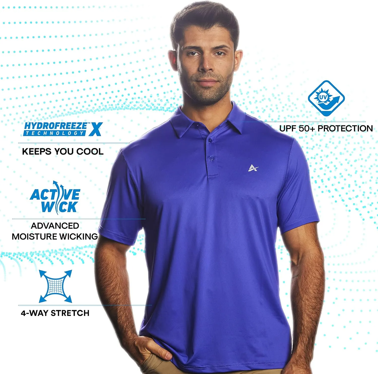 Arctic Cool Men’s Polo Instant Cooling Moisture Wicking Performance UPF 50  Short Sleeve Polo