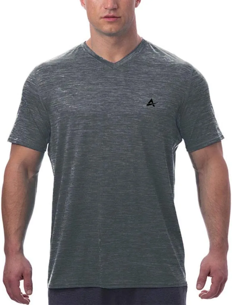 Arctic Cool Men’s V-Neck Instant Cooling Moisture Wicking Performance UPF 50  Short Sleeve Workout Shirt