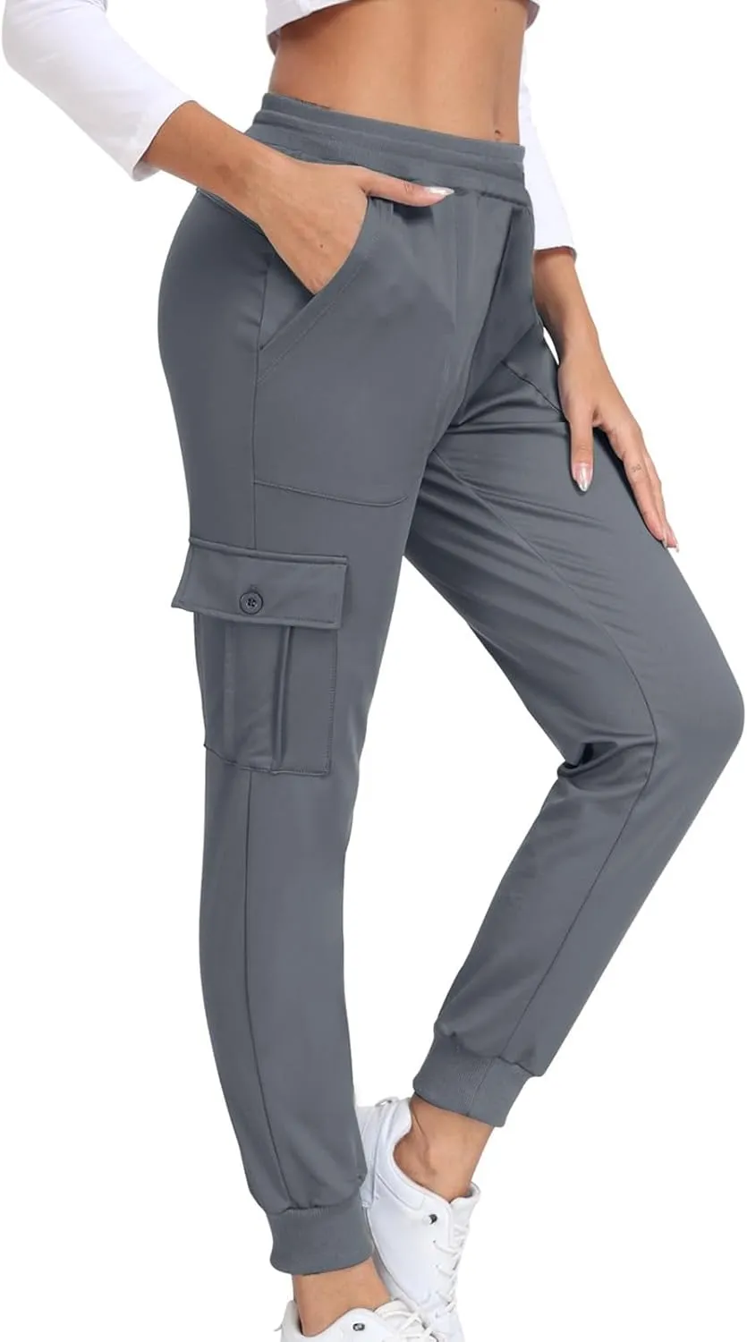 Athletic Pants Women Lightweight Hiking Cargo Pants Quick Dry Casual Trousers Soft Joggers Elastic Waist Sweatpants
