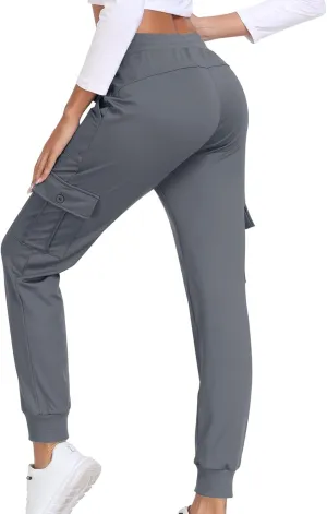 Athletic Pants Women Lightweight Hiking Cargo Pants Quick Dry Casual Trousers Soft Joggers Elastic Waist Sweatpants