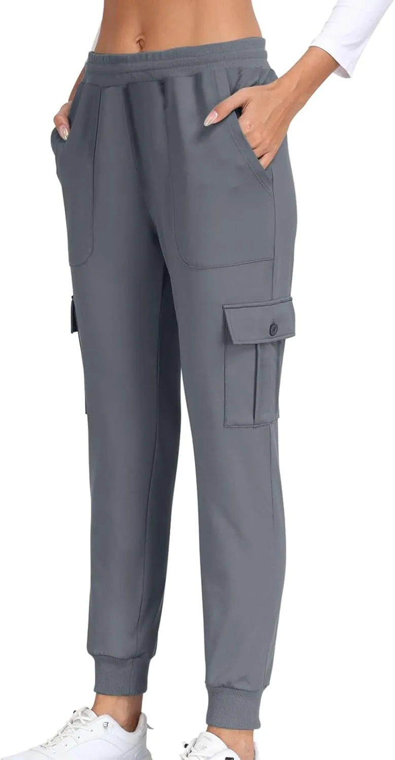 Athletic Pants Women Lightweight Hiking Cargo Pants Quick Dry Casual Trousers Soft Joggers Elastic Waist Sweatpants