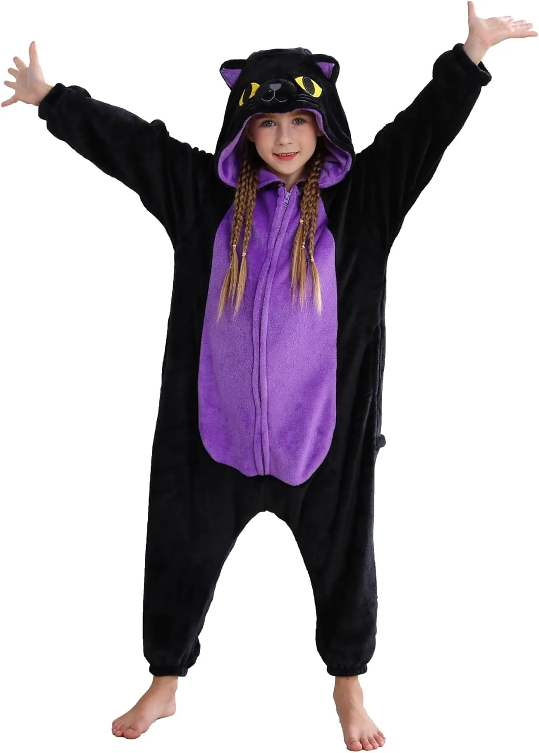 ATOZ Unisex Children Animal Cat Onesie, Halloween Costume Pajamas Christmas Cosplay Sleepwear For Boys Girls
