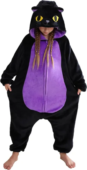 ATOZ Unisex Children Animal Cat Onesie, Halloween Costume Pajamas Christmas Cosplay Sleepwear For Boys Girls