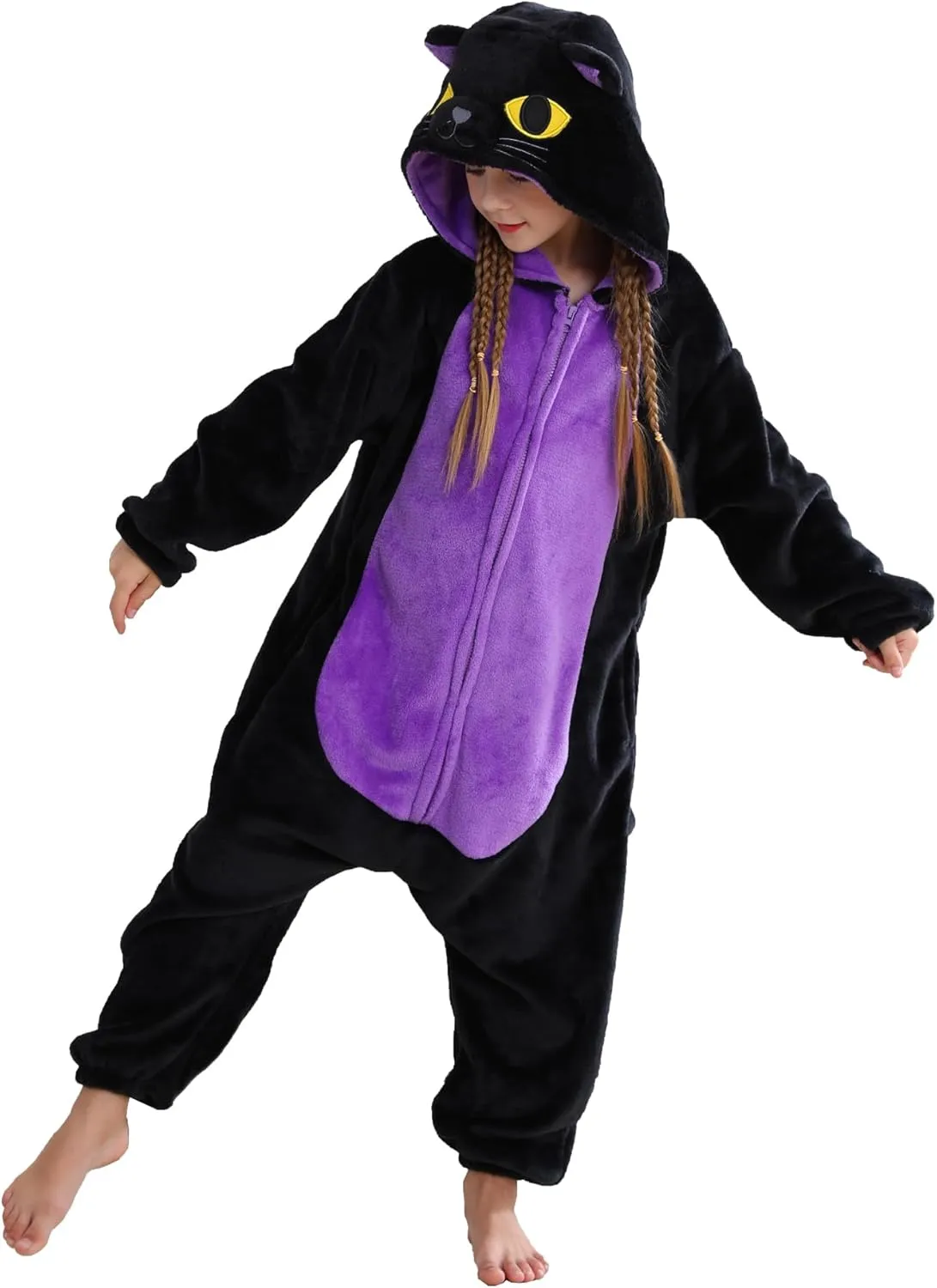 ATOZ Unisex Children Animal Cat Onesie, Halloween Costume Pajamas Christmas Cosplay Sleepwear For Boys Girls