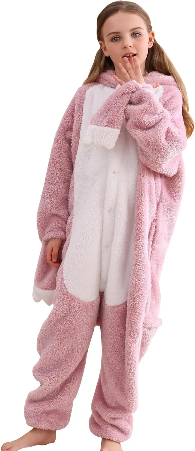 ATOZ Unisex Children Animal Pink Sloth Onesie, Halloween Costume Pajamas Christmas Cosplay Sleepwear For Boys Girls