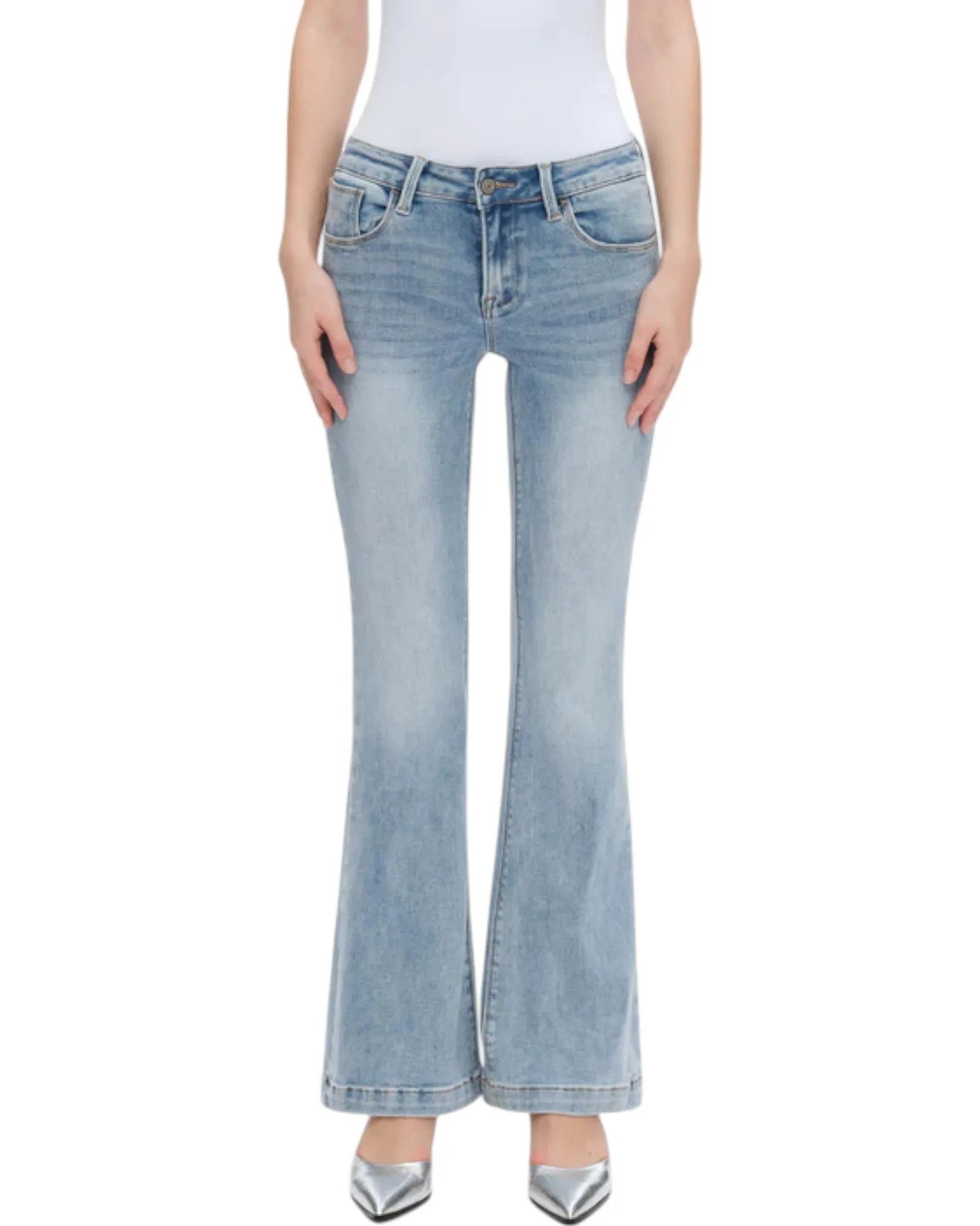 Auden Beach Wash Clean Hem Stretch Flare Jeans