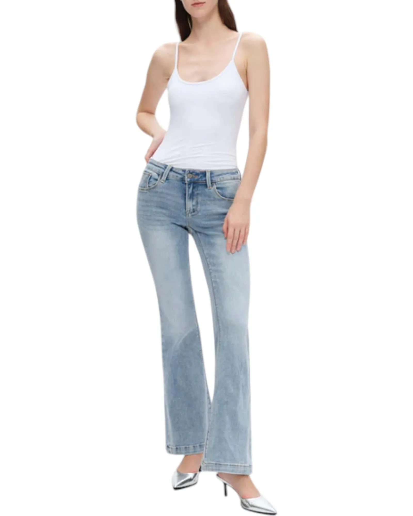 Auden Beach Wash Clean Hem Stretch Flare Jeans
