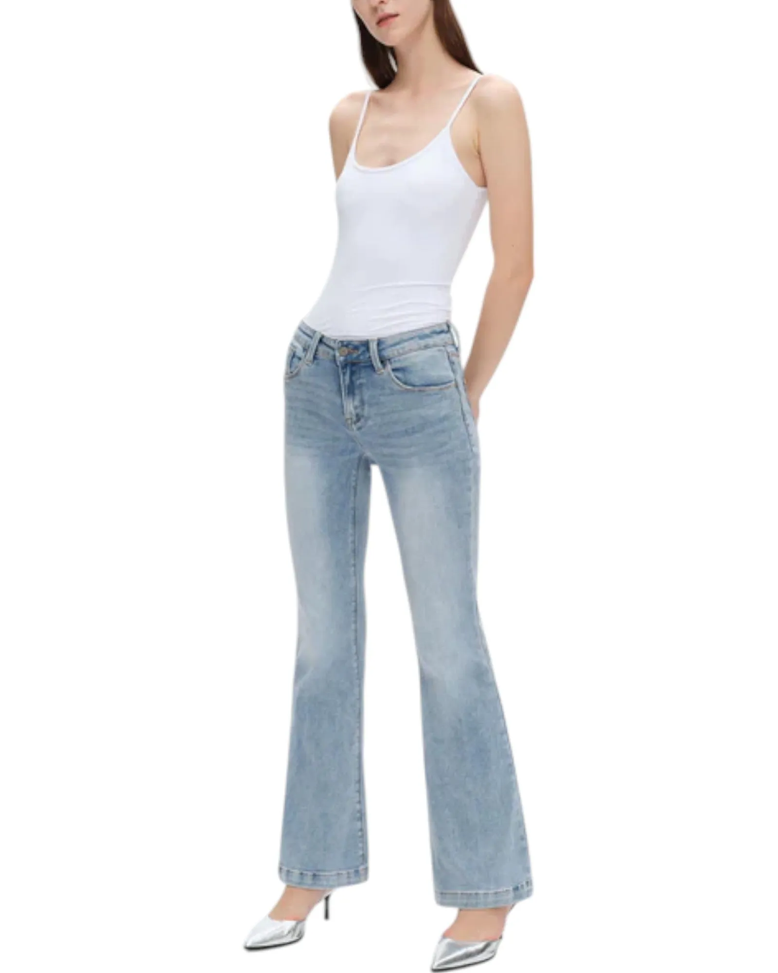 Auden Beach Wash Clean Hem Stretch Flare Jeans