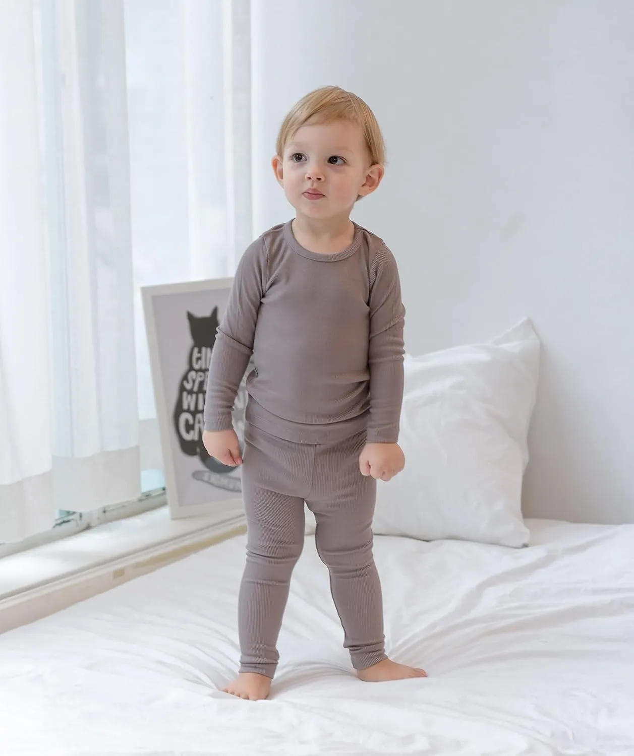 AVAUMA Baby Boys Girls Pajama Set Kids Toddler Snug fit Ribbed Sleepwear pjs for Daily Life Style