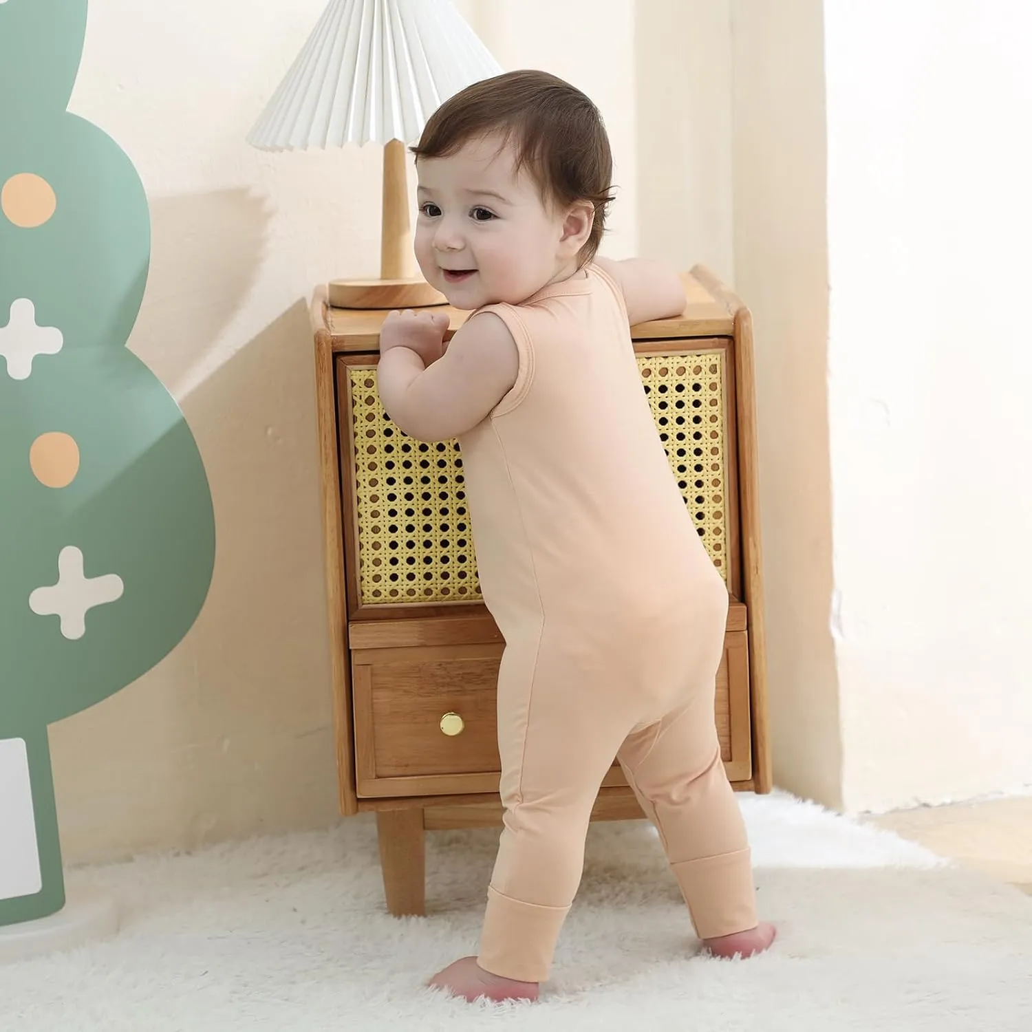 Baby Pajamas Summer Sleeveless 2 Way Zipper Footless Rompers 0-24 Months