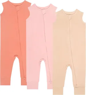 Baby Pajamas Summer Sleeveless 2 Way Zipper Footless Rompers 0-24 Months
