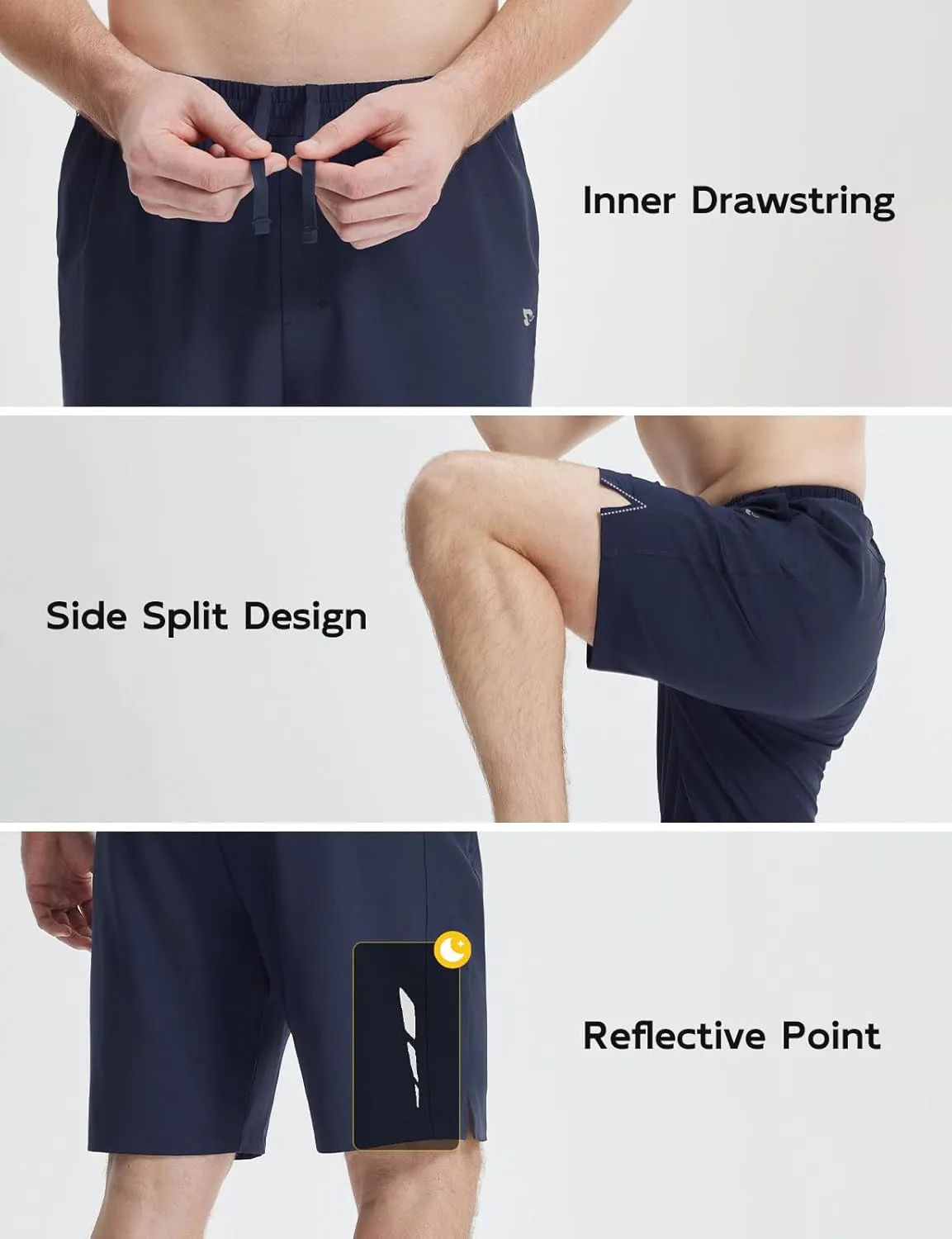 baleaf Men's Athletic Running Shorts 9" Quick Dry Workout Gym Shorts Lightweight Mesh 2 in 1 Shorts with Zipper Pockets