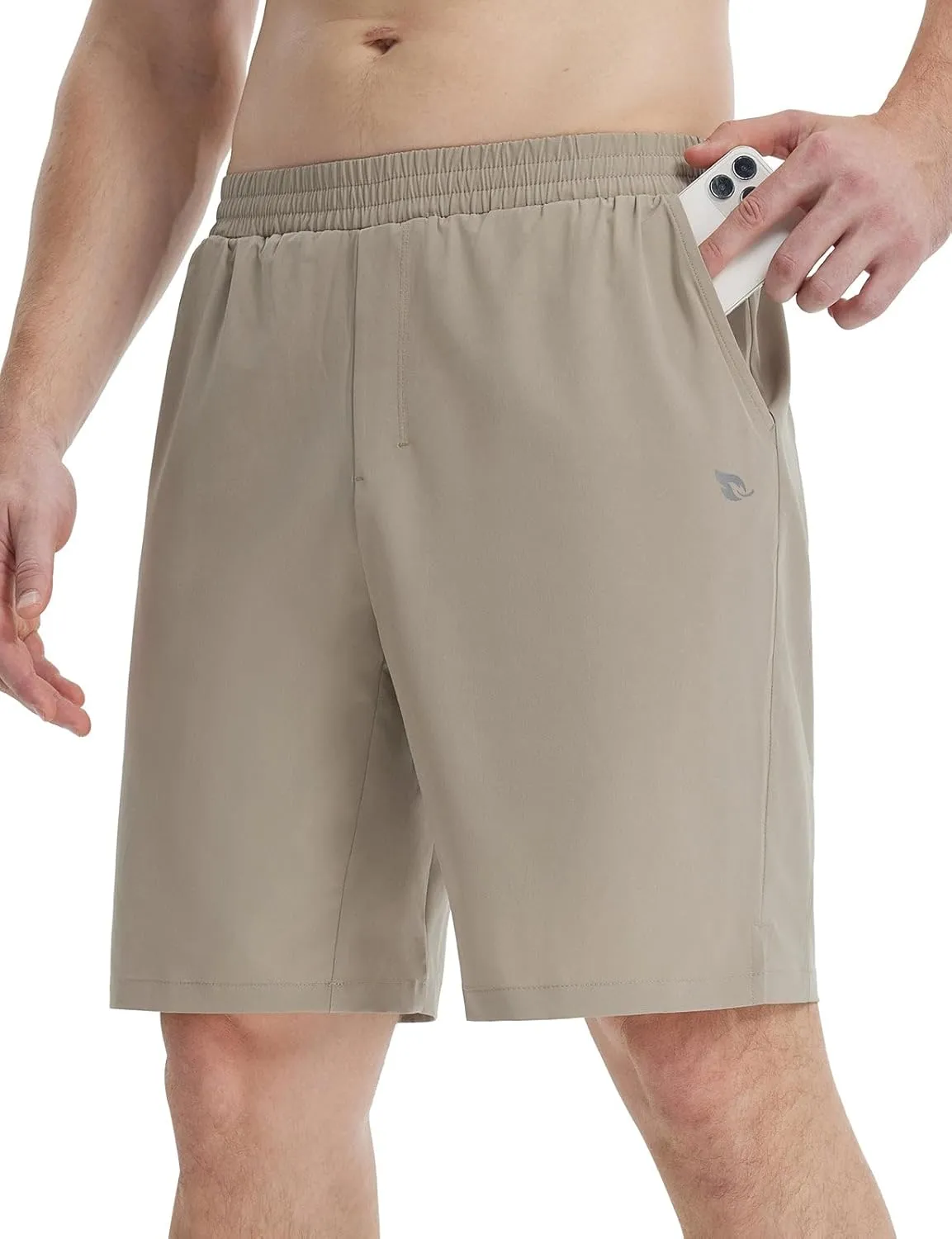 baleaf Men's Athletic Running Shorts 9" Quick Dry Workout Gym Shorts Lightweight Mesh 2 in 1 Shorts with Zipper Pockets