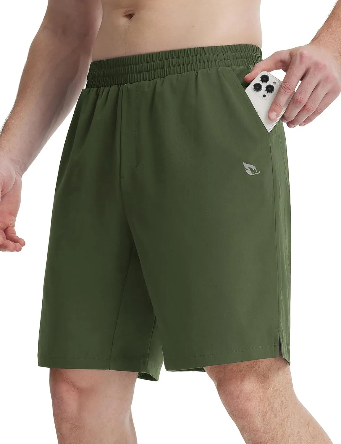 baleaf Men's Athletic Running Shorts 9" Quick Dry Workout Gym Shorts Lightweight Mesh 2 in 1 Shorts with Zipper Pockets
