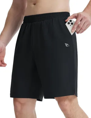 baleaf Men's Athletic Running Shorts 9" Quick Dry Workout Gym Shorts Lightweight Mesh 2 in 1 Shorts with Zipper Pockets