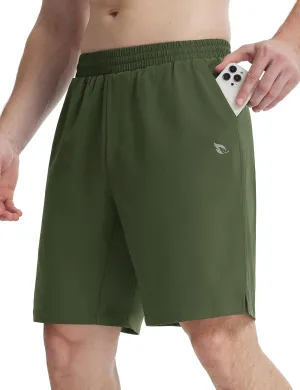 baleaf Men's Athletic Running Shorts 9" Quick Dry Workout Gym Shorts Lightweight Mesh 2 in 1 Shorts with Zipper Pockets