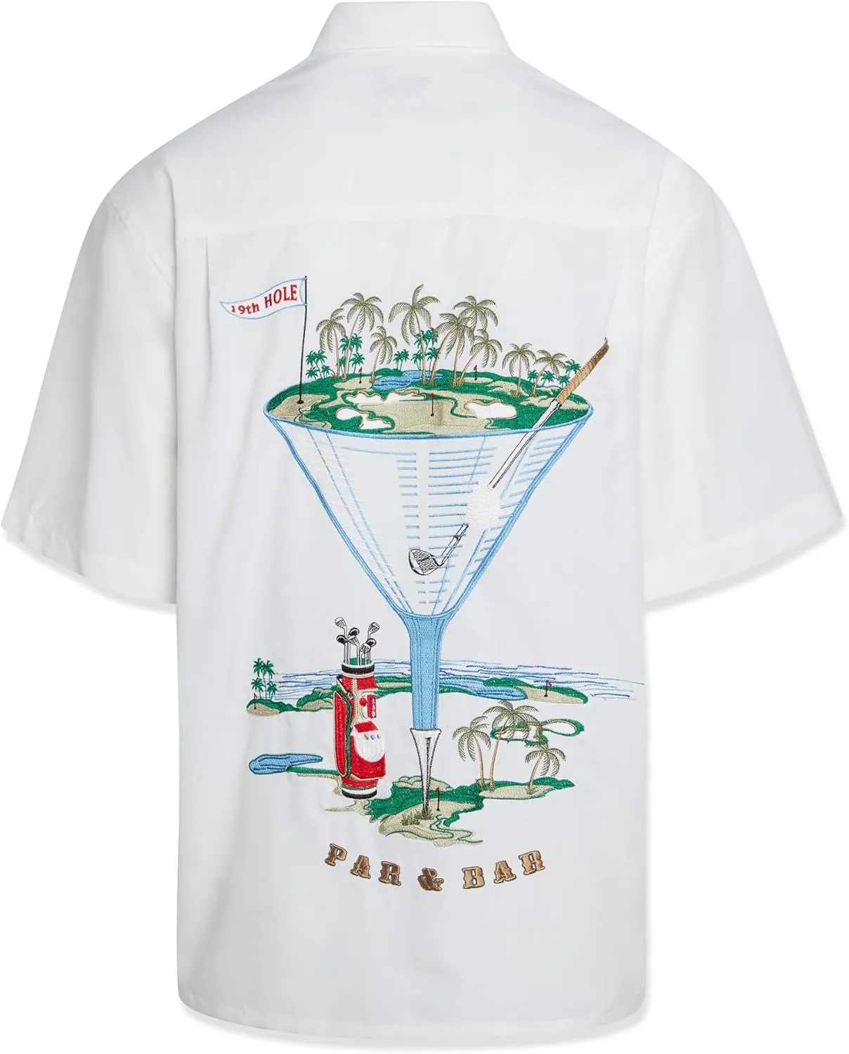 Bamboo Cay Men's Short Sleeve Par and Bar Casual Embroidered Woven Shirt