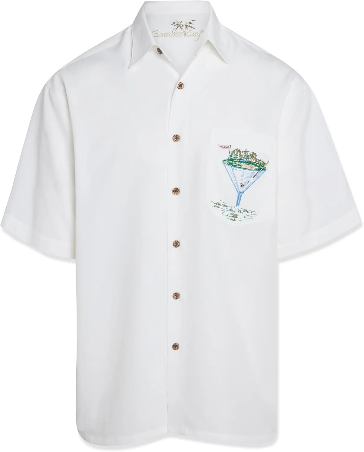Bamboo Cay Men's Short Sleeve Par and Bar Casual Embroidered Woven Shirt