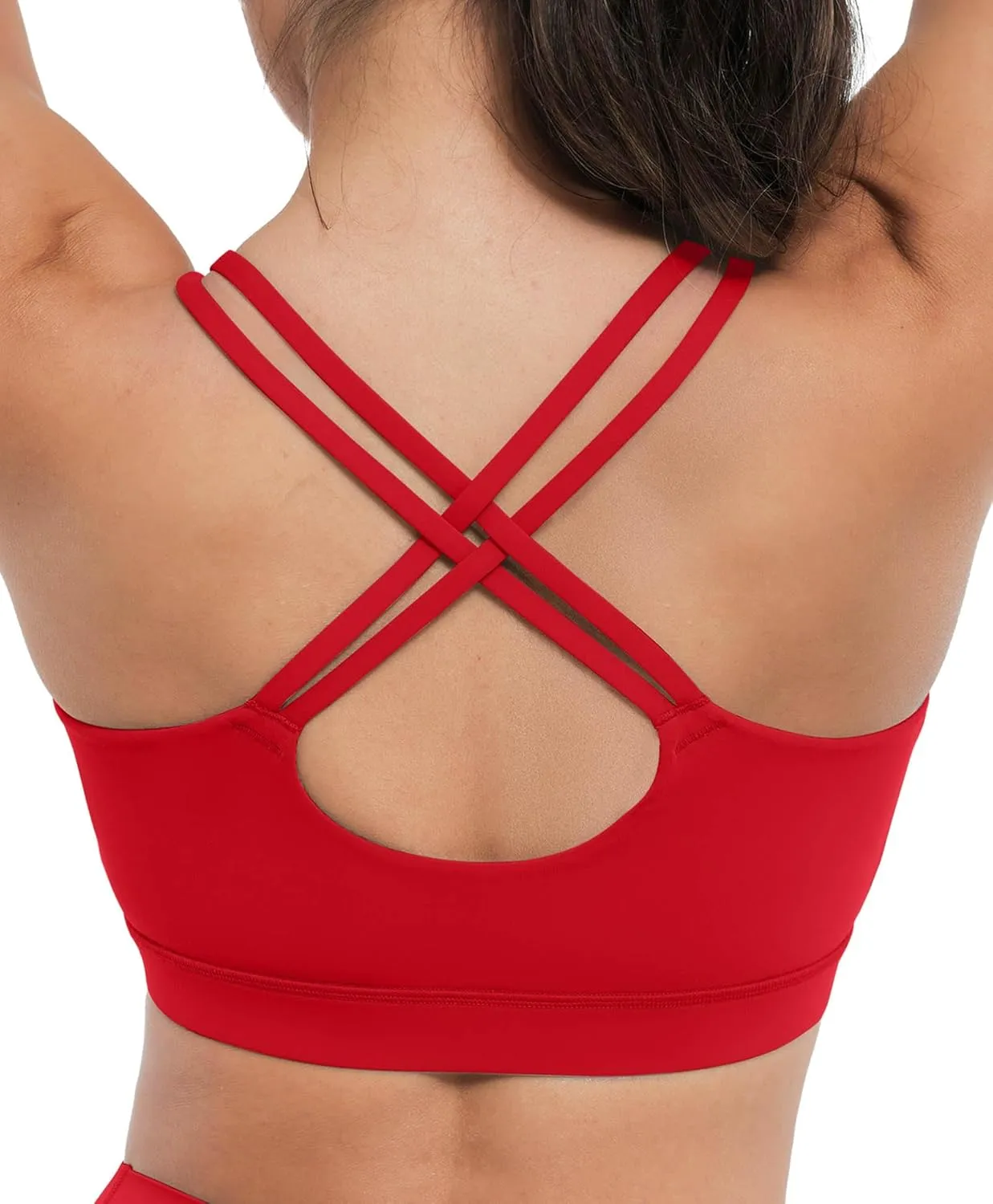 BRXL Strappy Sports Bras for Women High Support Criss-Cross Back Padded Sports Bra with Removable Cups