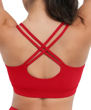 BRXL Strappy Sports Bras for Women High Support Criss-Cross Back Padded Sports Bra with Removable Cups