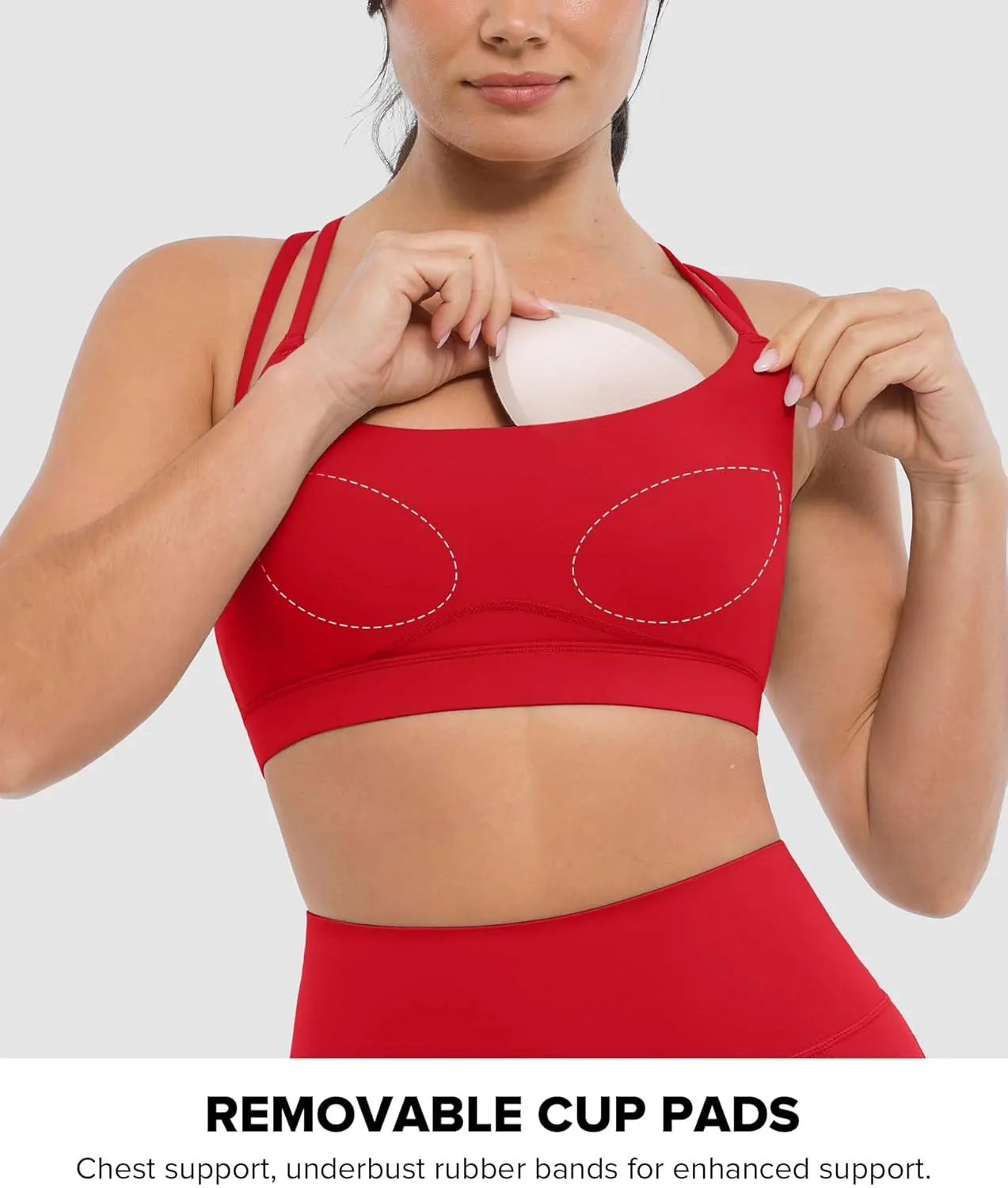 BRXL Strappy Sports Bras for Women High Support Criss-Cross Back Padded Sports Bra with Removable Cups