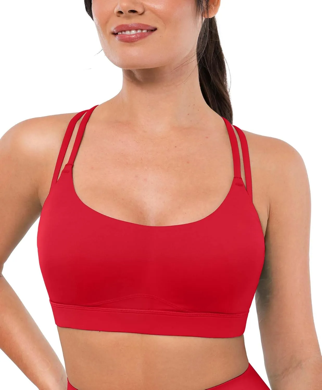 BRXL Strappy Sports Bras for Women High Support Criss-Cross Back Padded Sports Bra with Removable Cups
