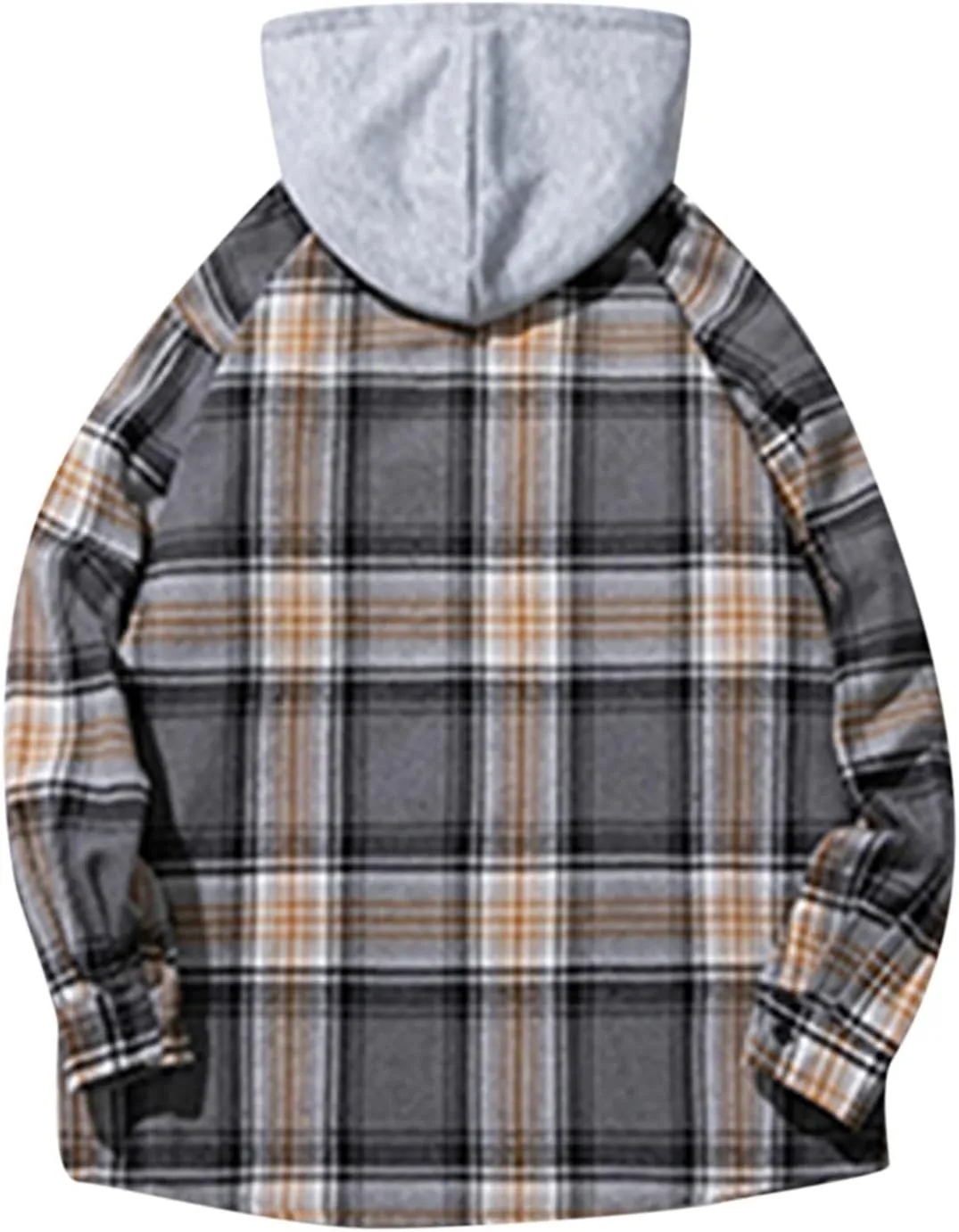 Burband Mens Flannel Hoodies Shirts Long Sleeve Button Down Plaid Jackets Casual Lightweight Checkered Sweatshirt with Hood